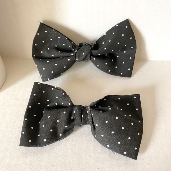 Set of Two Polka Dot Bow Clips - Picture 2 of 4